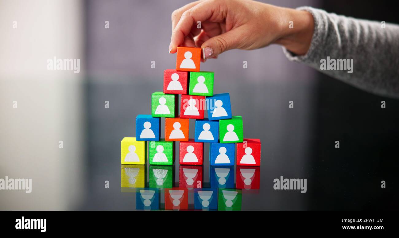 Leader Stacking Blocks. HR Leadership Recruiting Concept Stock Photo