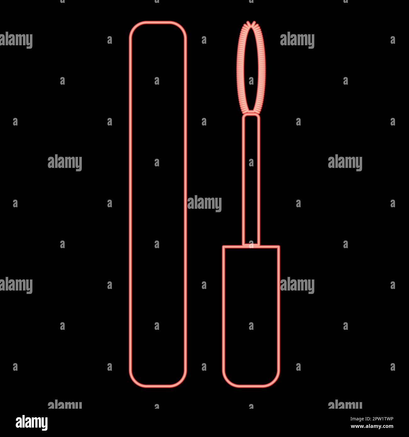 Neon mascara brush eyes mascara red color vector illustration image