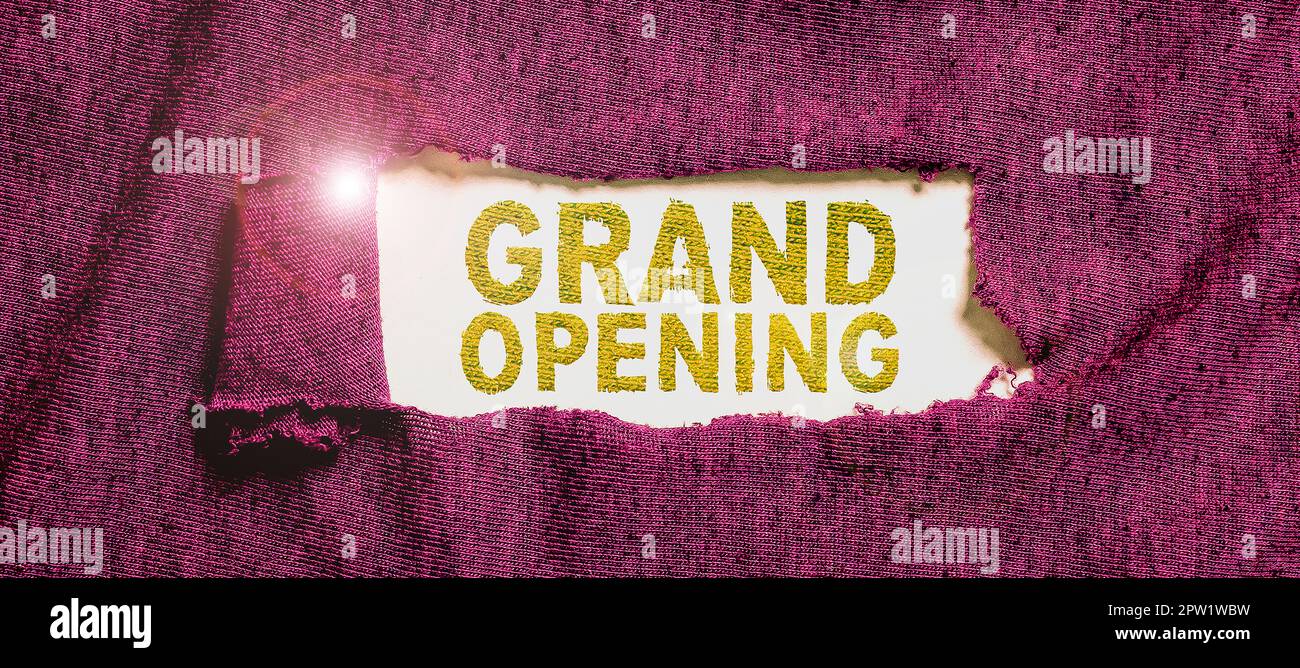 Inspiration showing sign Grand Opening, Business overview Ribbon ...