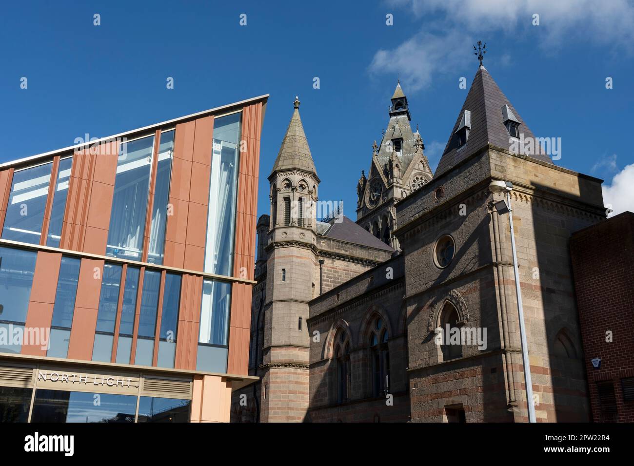 A juxtaposition of architectural styles in Chester city centre UK Stock Photo