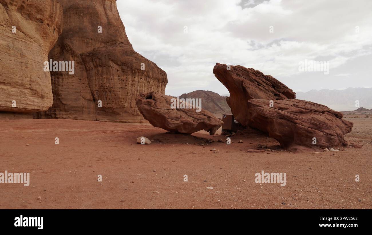 Rock and red terrain, in the national geological Timna park, Israel ...