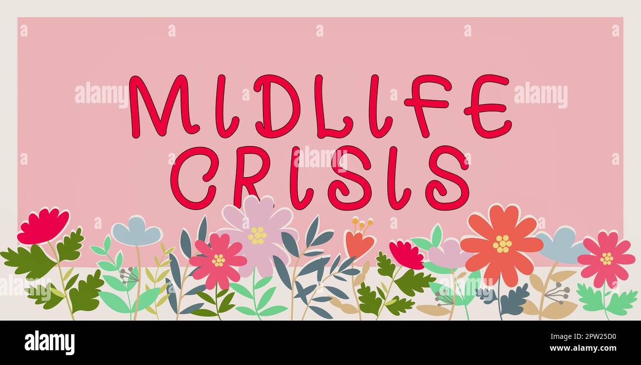 Writing displaying text Midlife Crisis, Internet Concept Software development technique Decomposing an application Stock Photo