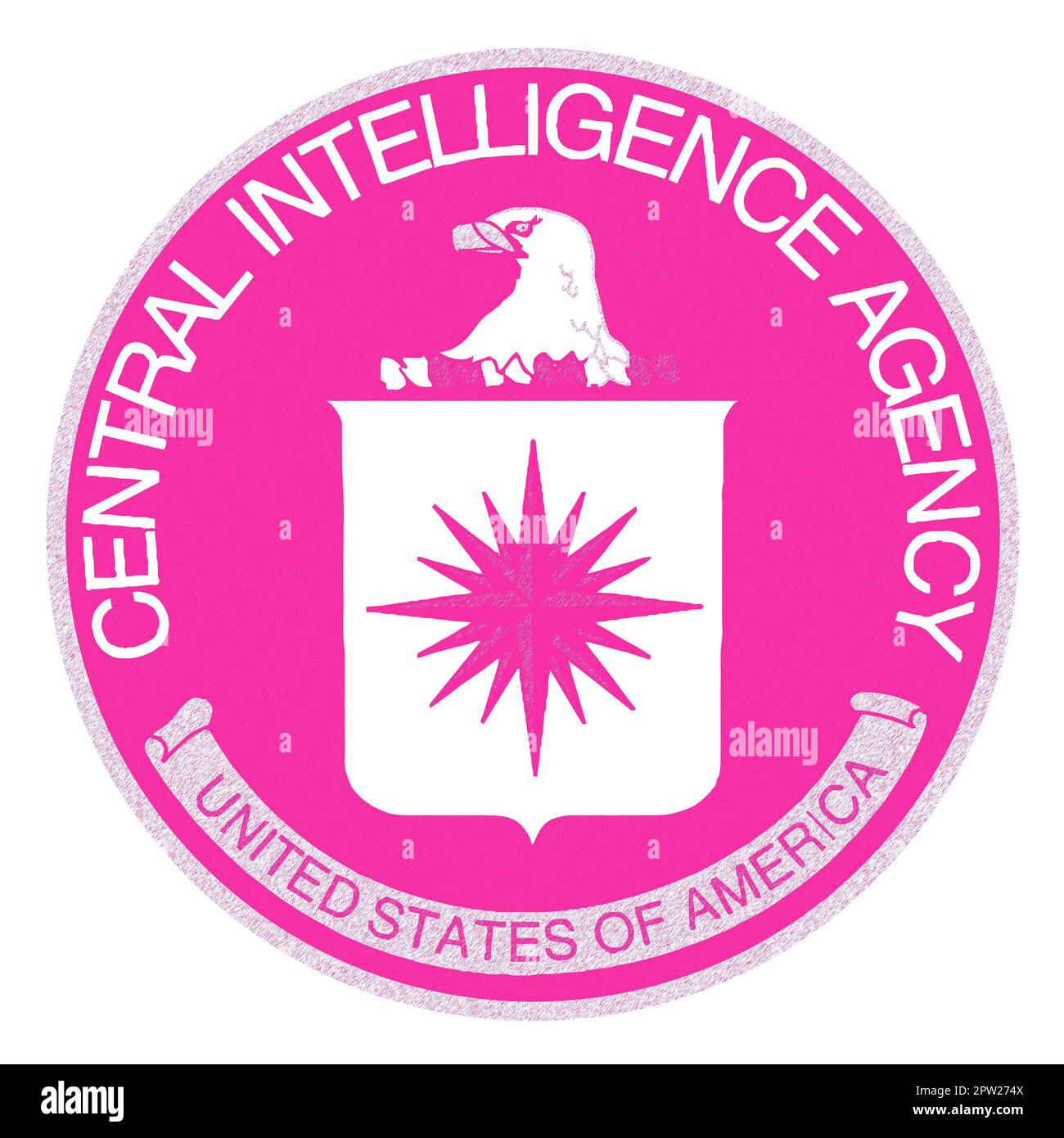 Logo of The Central Intelligence Agency of the United States of America in pink background Stock Photo
