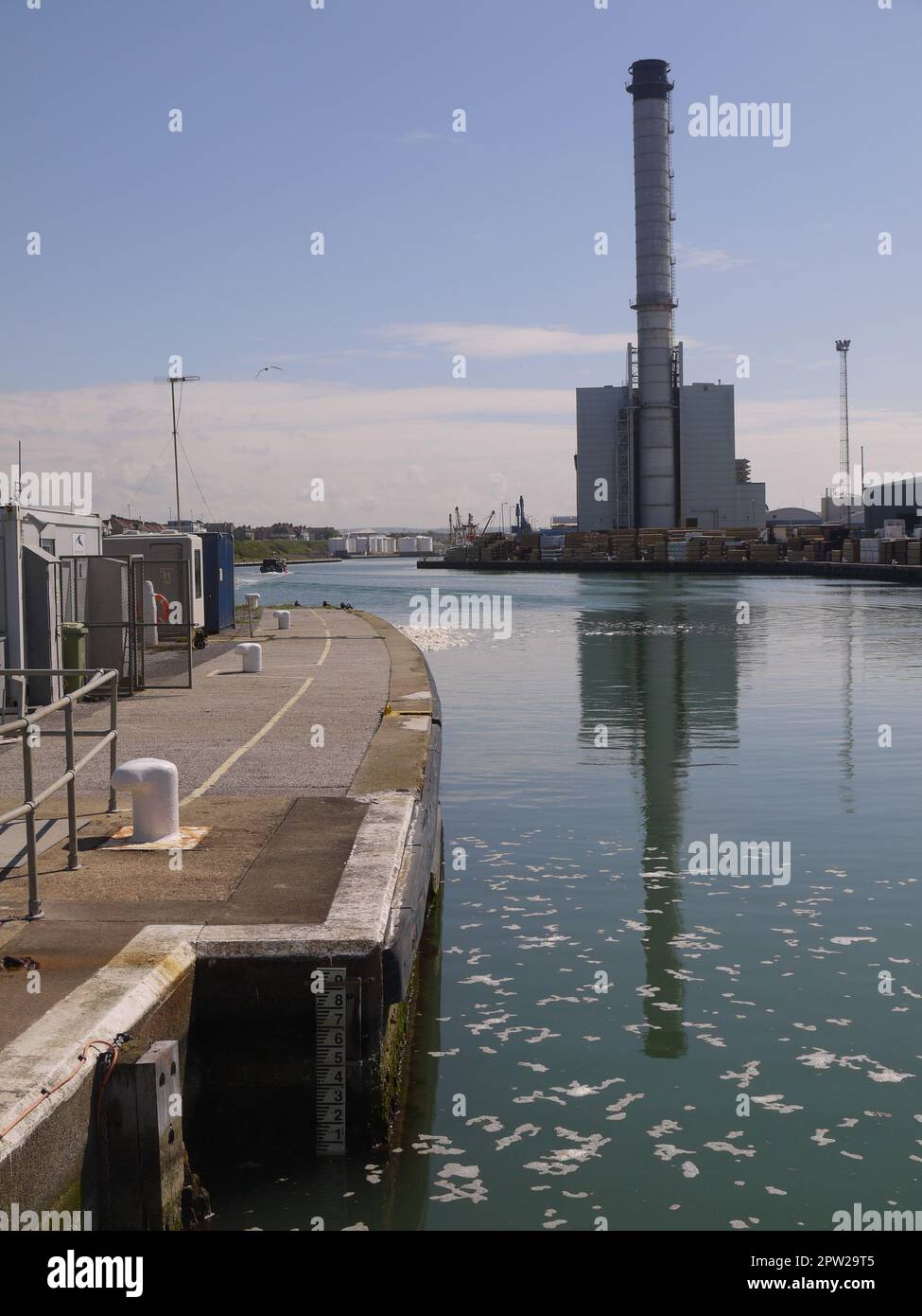 Vertical shot of Shoreham Power Station, Southwick, UK, as seen from
