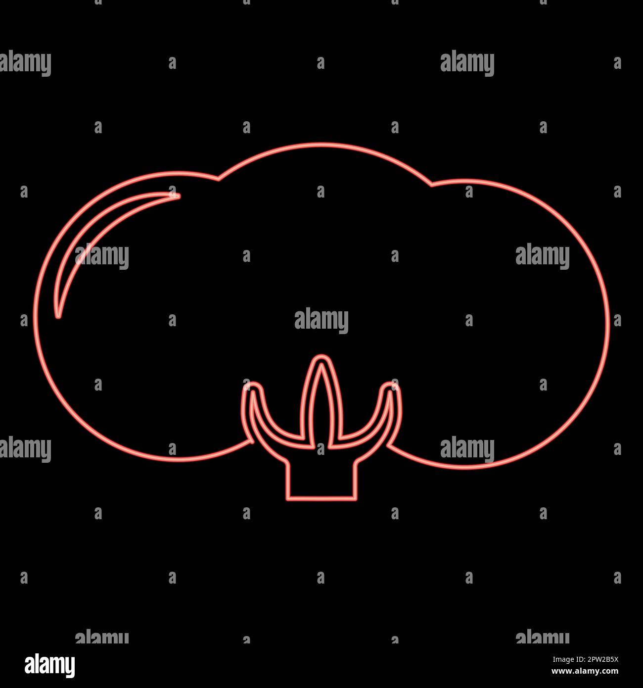 Neon cotton flower bud red color vector illustration image flat style