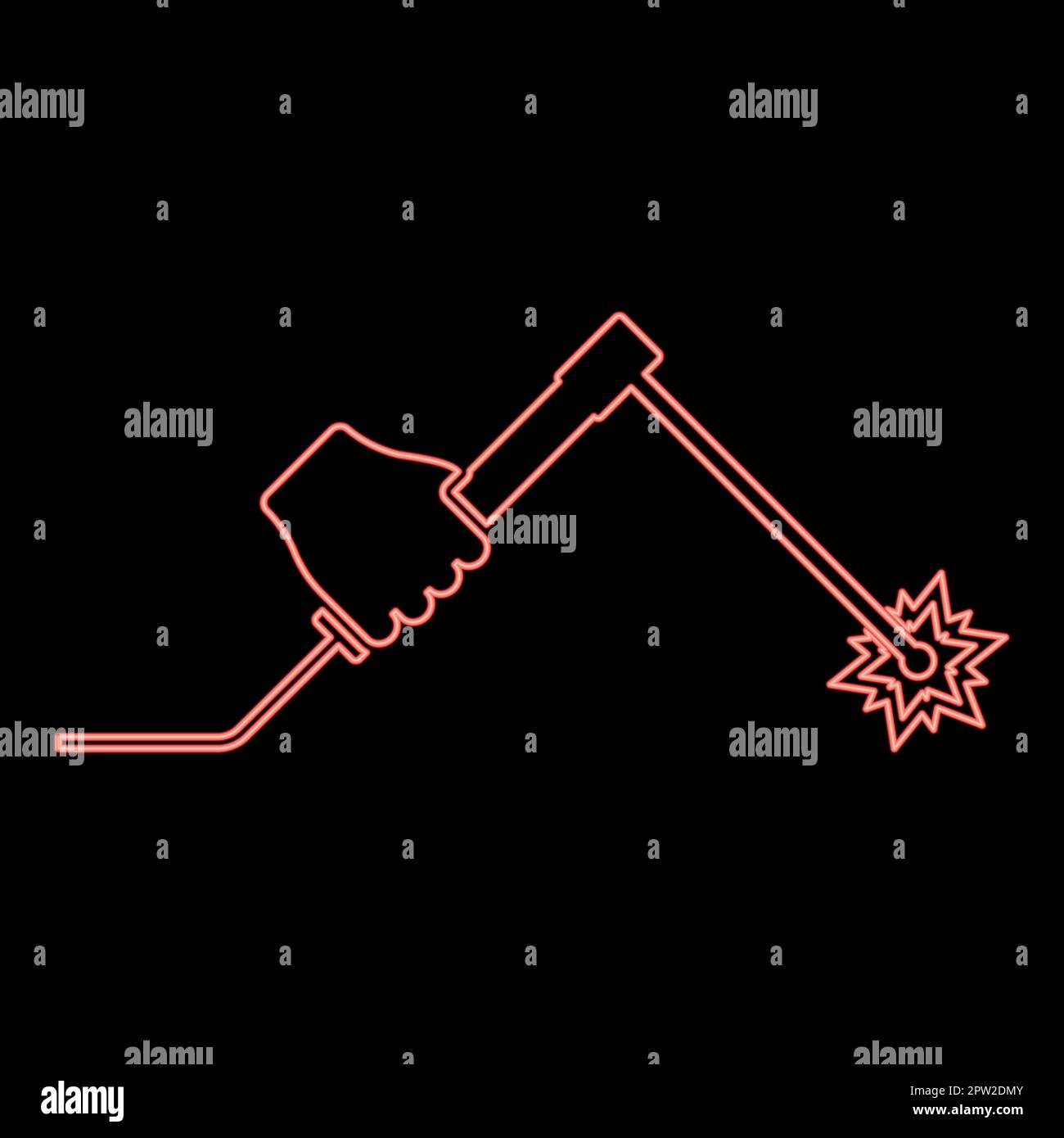 Neon welding machine in hand holding electric tool use Arm using