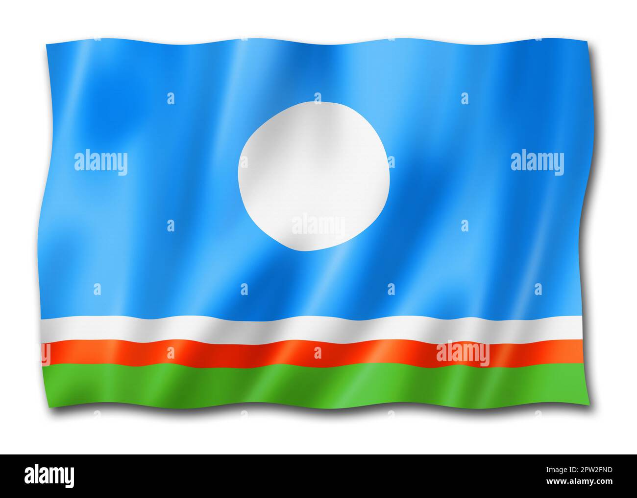 Sakha state - Republic -  flag, Russia waving banner collection. 3D illustration Stock Photo