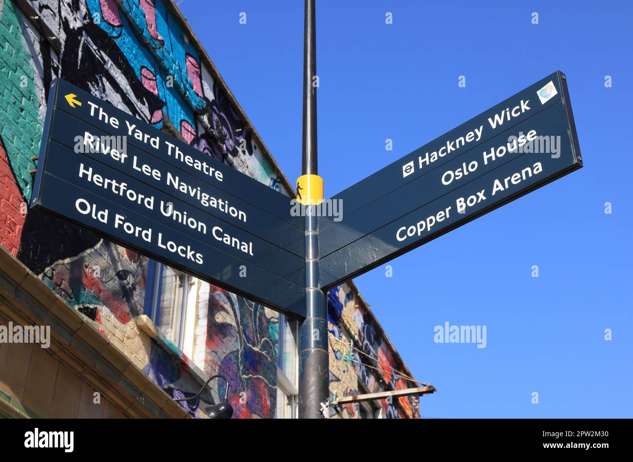 Trendy Hackney Wick with it's street art, in spring sunshine, east