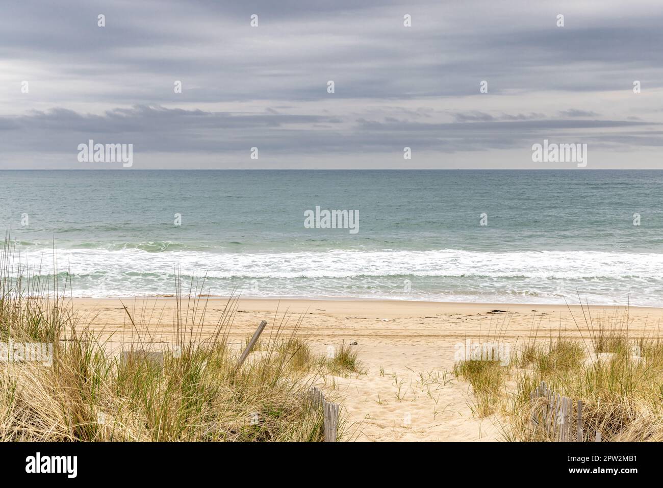 Ocean beach landscape at Mitchell Dunes, amagansett, ny Stock Photo