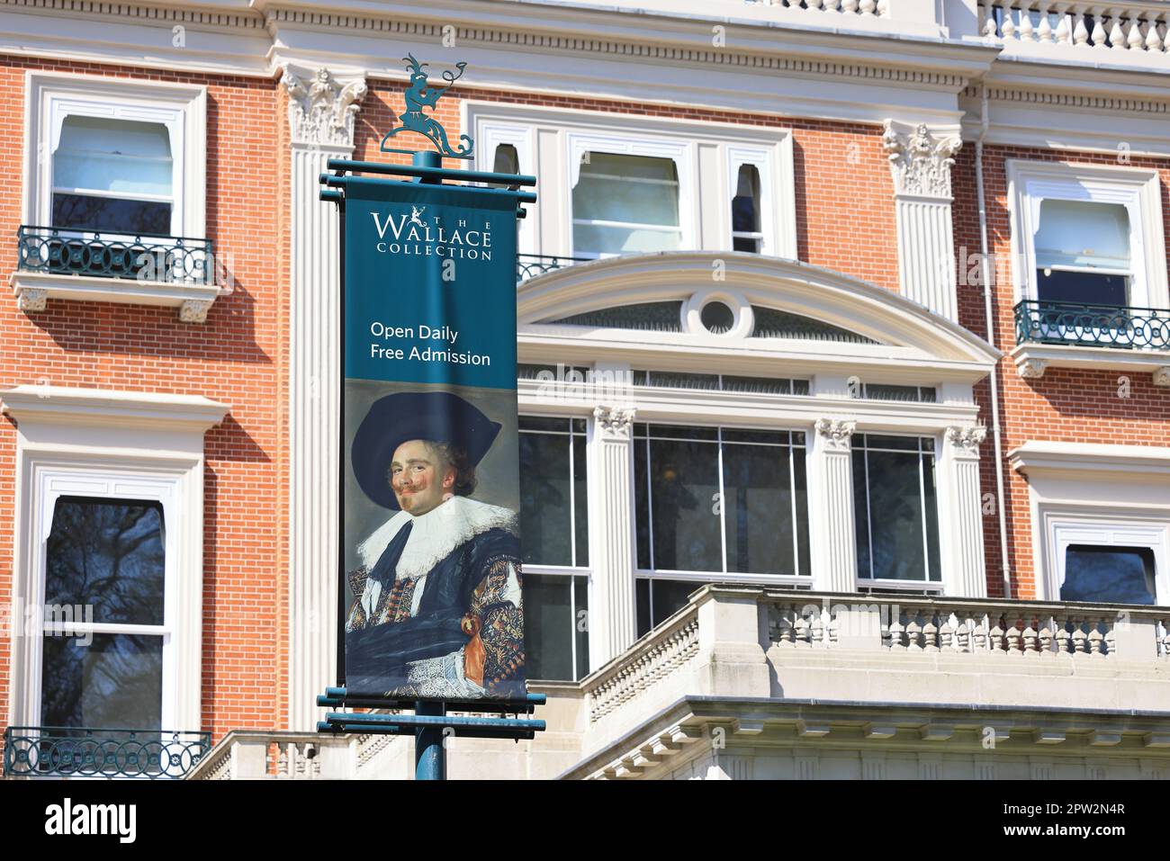 Exterior of The Wallace Collection, a national museum with paintings, sculpture, arms & armour and porcelain, on Manchester Square, London, UK Stock Photo