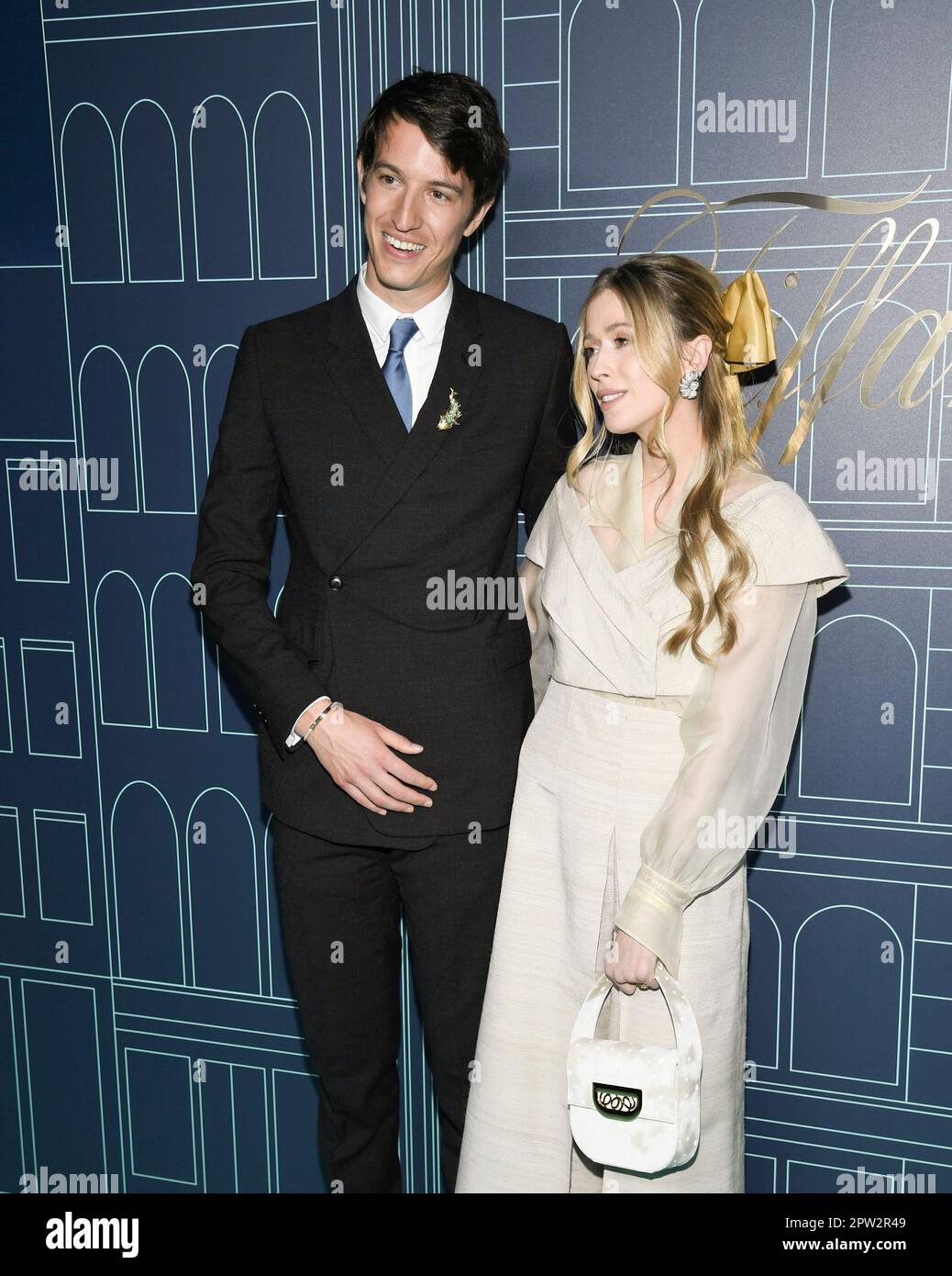 Alexandre Arnault, left, and wife Géraldine Guyot attend the Tiffany & Co.  Fifth Avenue flagship store grand re-opening event on Thursday, April 27,  2023, in New York. (Photo by Evan Agostini/Invision/AP Stock