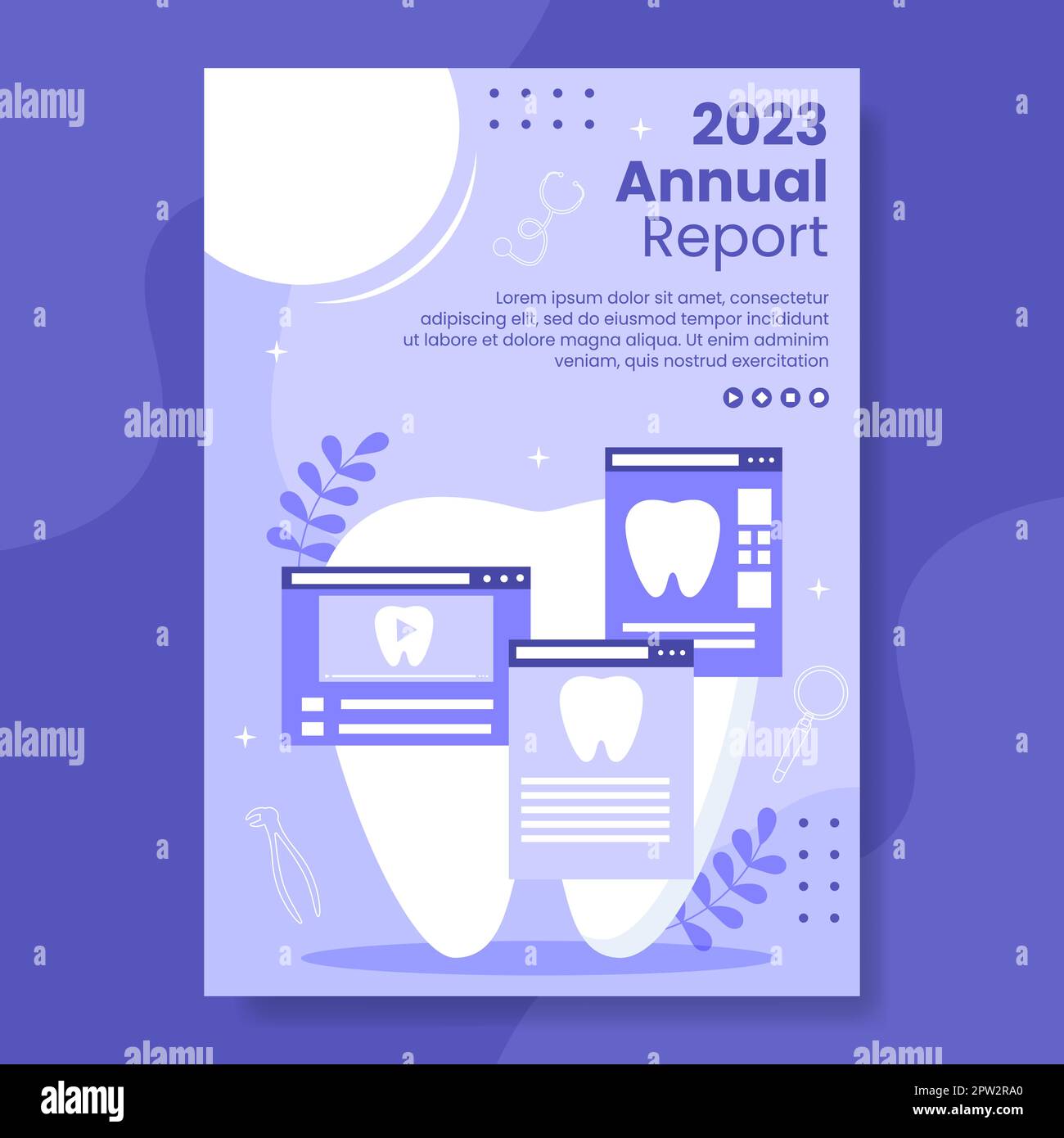 Dental Care and Clinic Annual Report Flat Cartoon Hand Drawn Templates