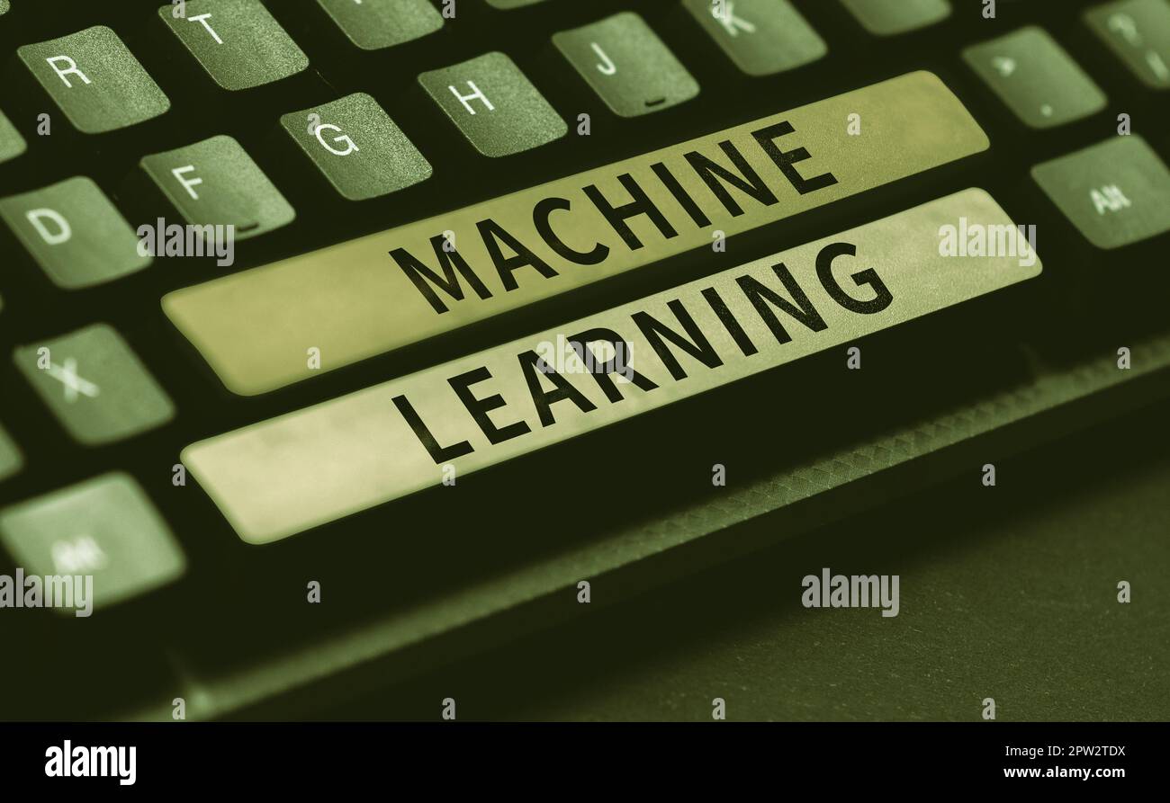Conceptual display Machine Learning, Business concept the concept that a computer can learn new data itself Stock Photo