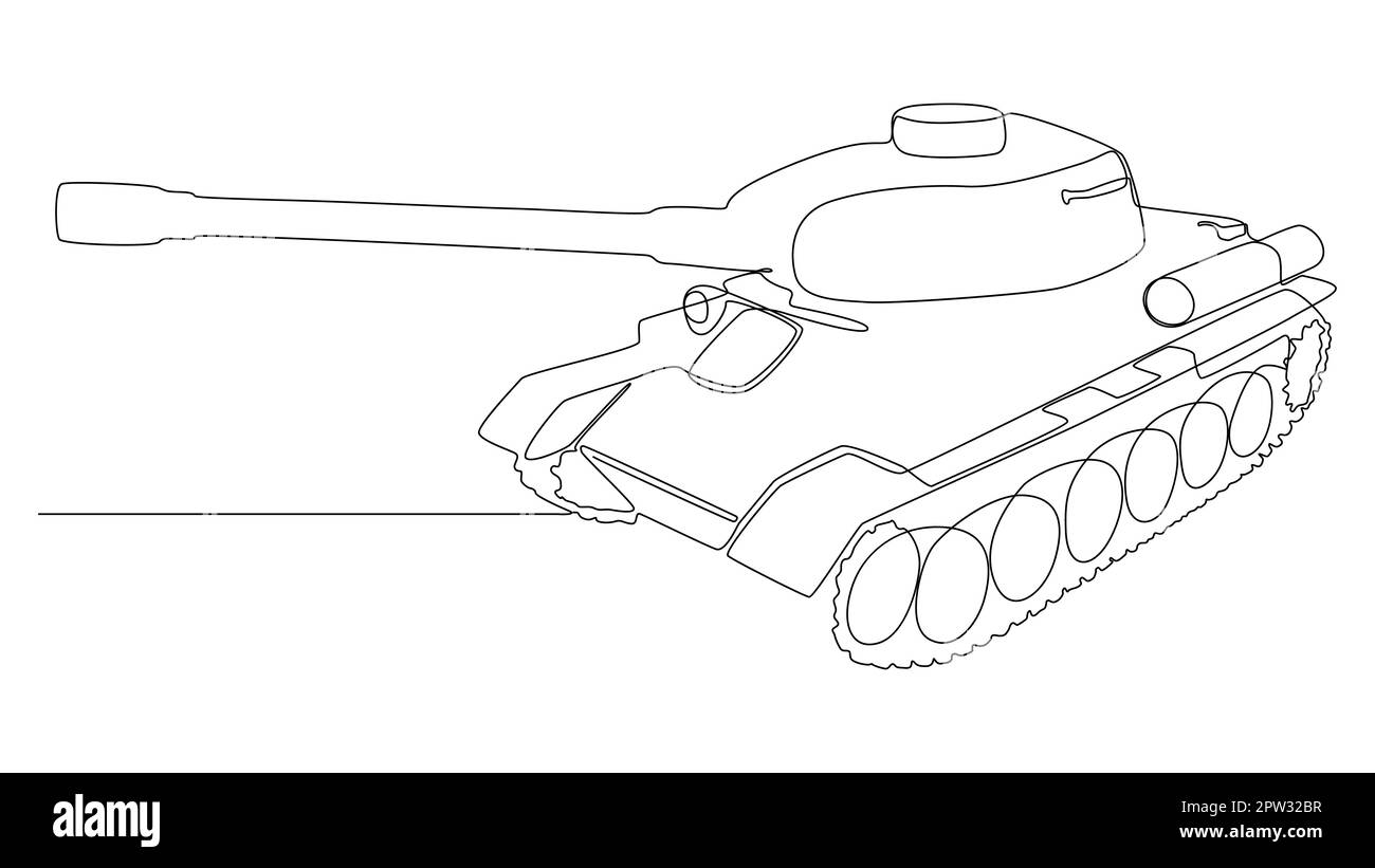 One continuous line of Armored Tank Stock Vector Image & Art Alamy