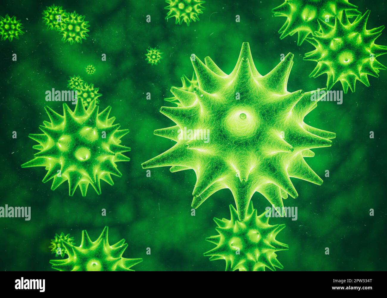 Otherworldy organisms. Color image of bacteria as seen under a