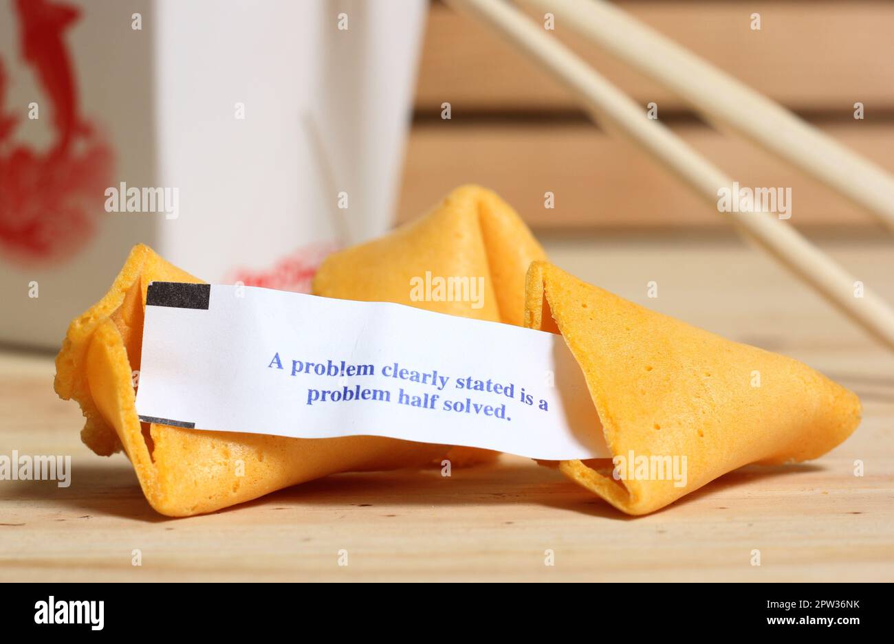 Open Fortune Cookie With Message. A problem Clearly Stated is a Problem ...