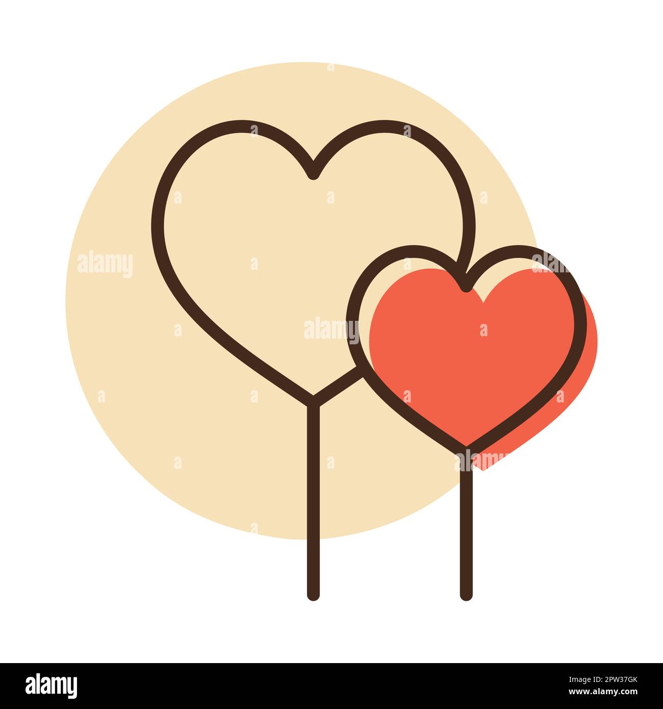 Two red heart lollipops vector icon Stock Vector Image & Art - Alamy