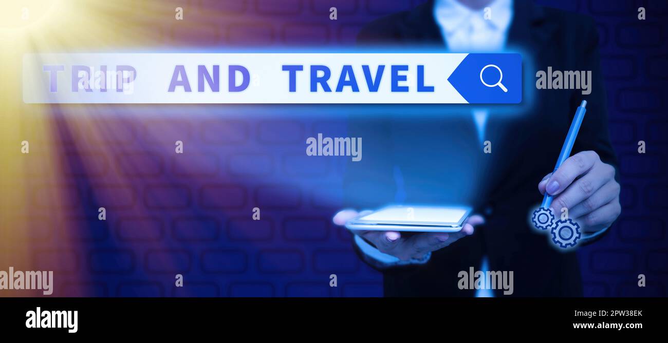 Text showing inspiration Trip And Travel, Business concept famous landmarks and tourist destinations planning Stock Photo