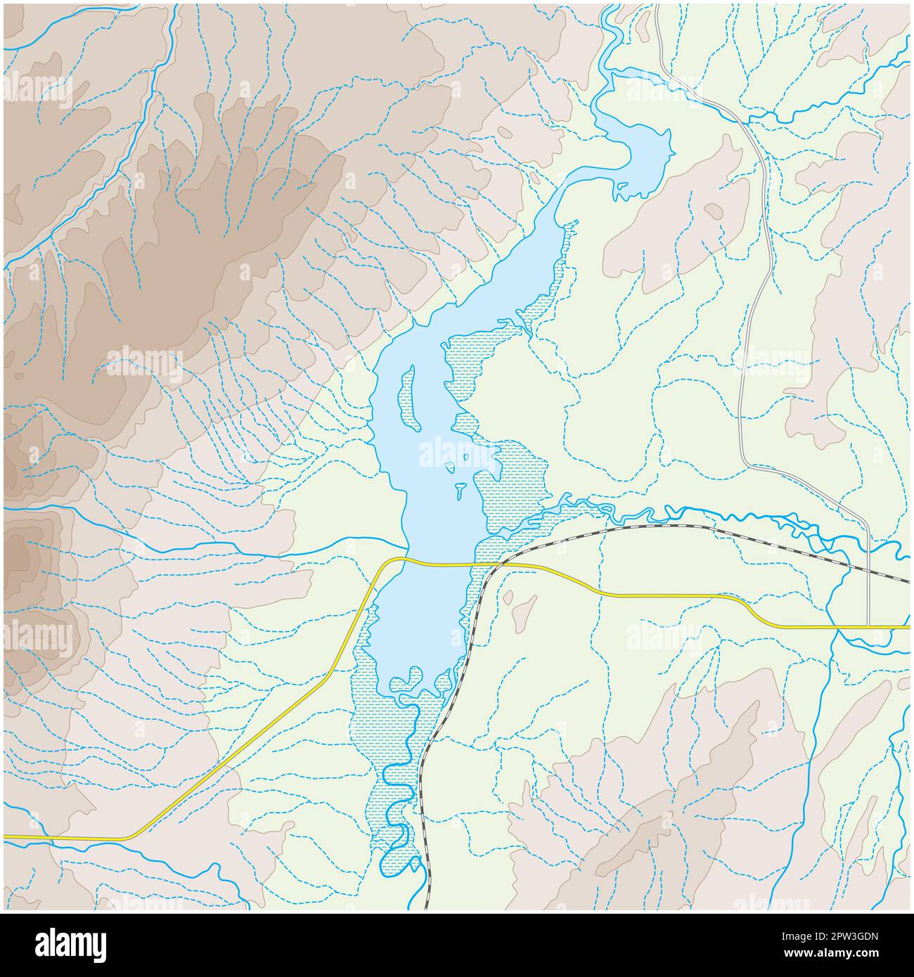 fictional topographic map with lake and mountains Stock Vector Image & Art Alamy