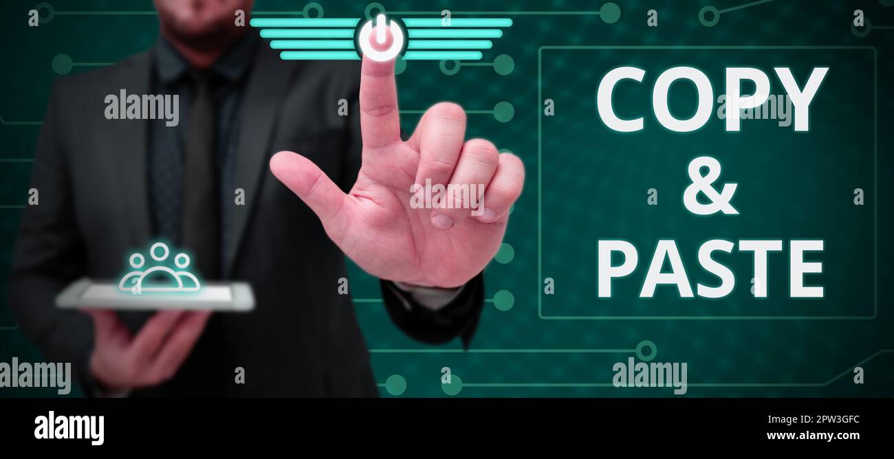 Hand writing sign Copy Paste, Business overview an imitation