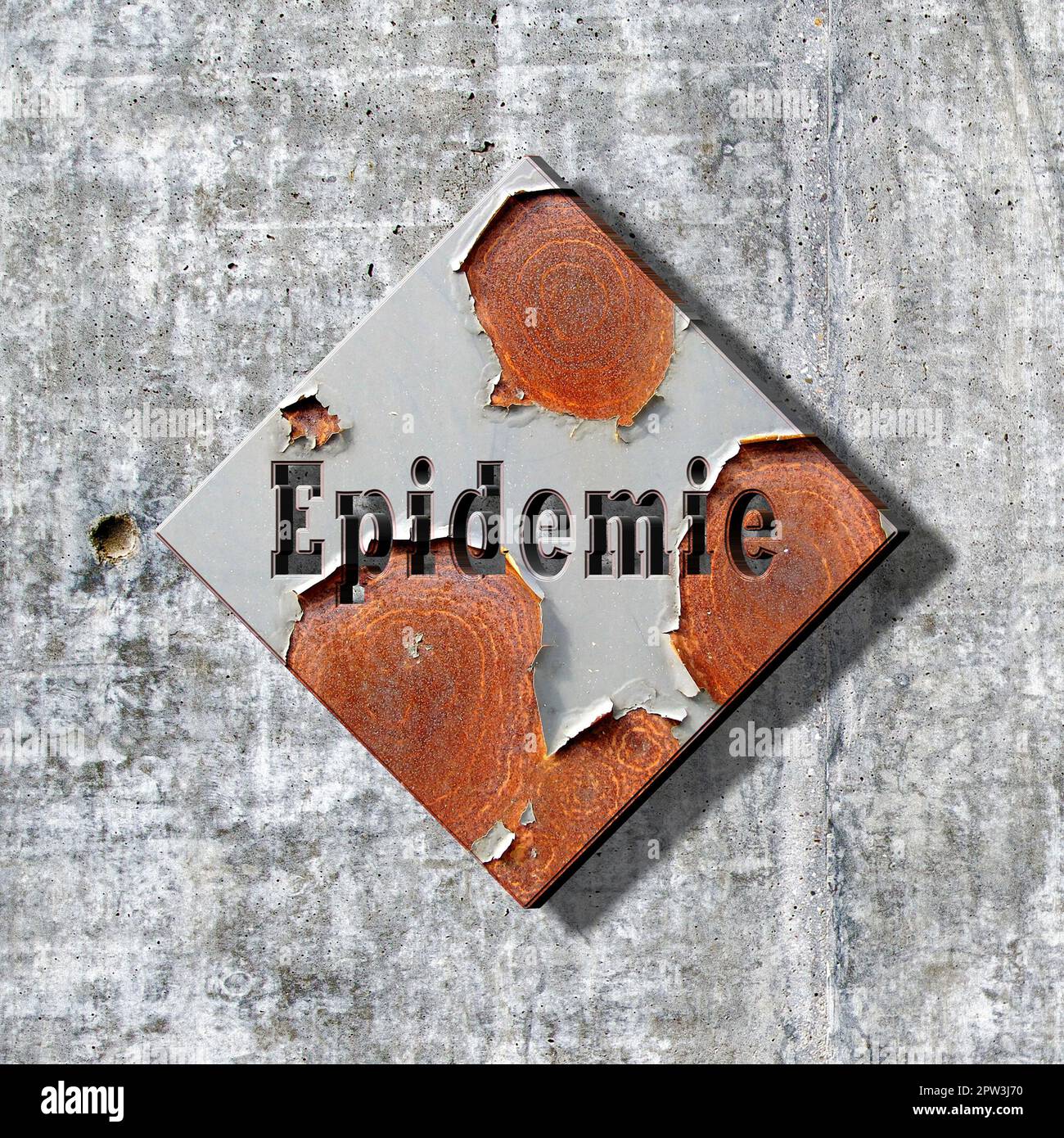 'Epidemie' = epidemic - word, lettering or text as 3D illustration, 3D rendering, computer graphics Stock Photo