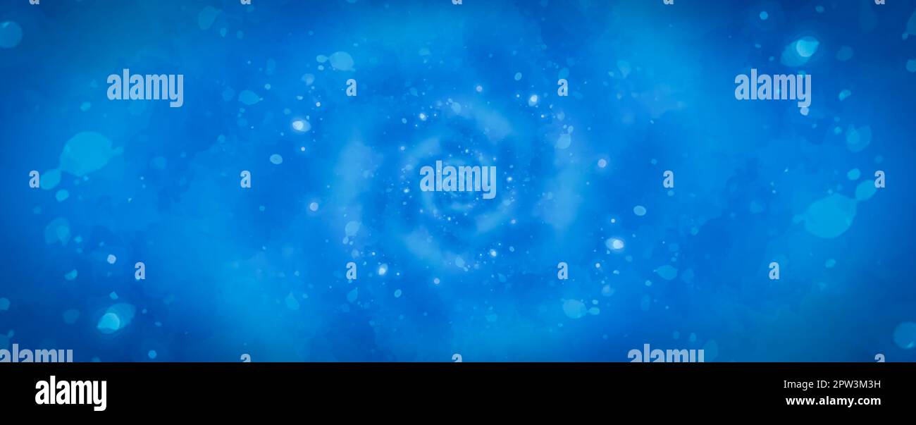 Starry blue background illustration with vortex design psychedelic shape. Stock Photo