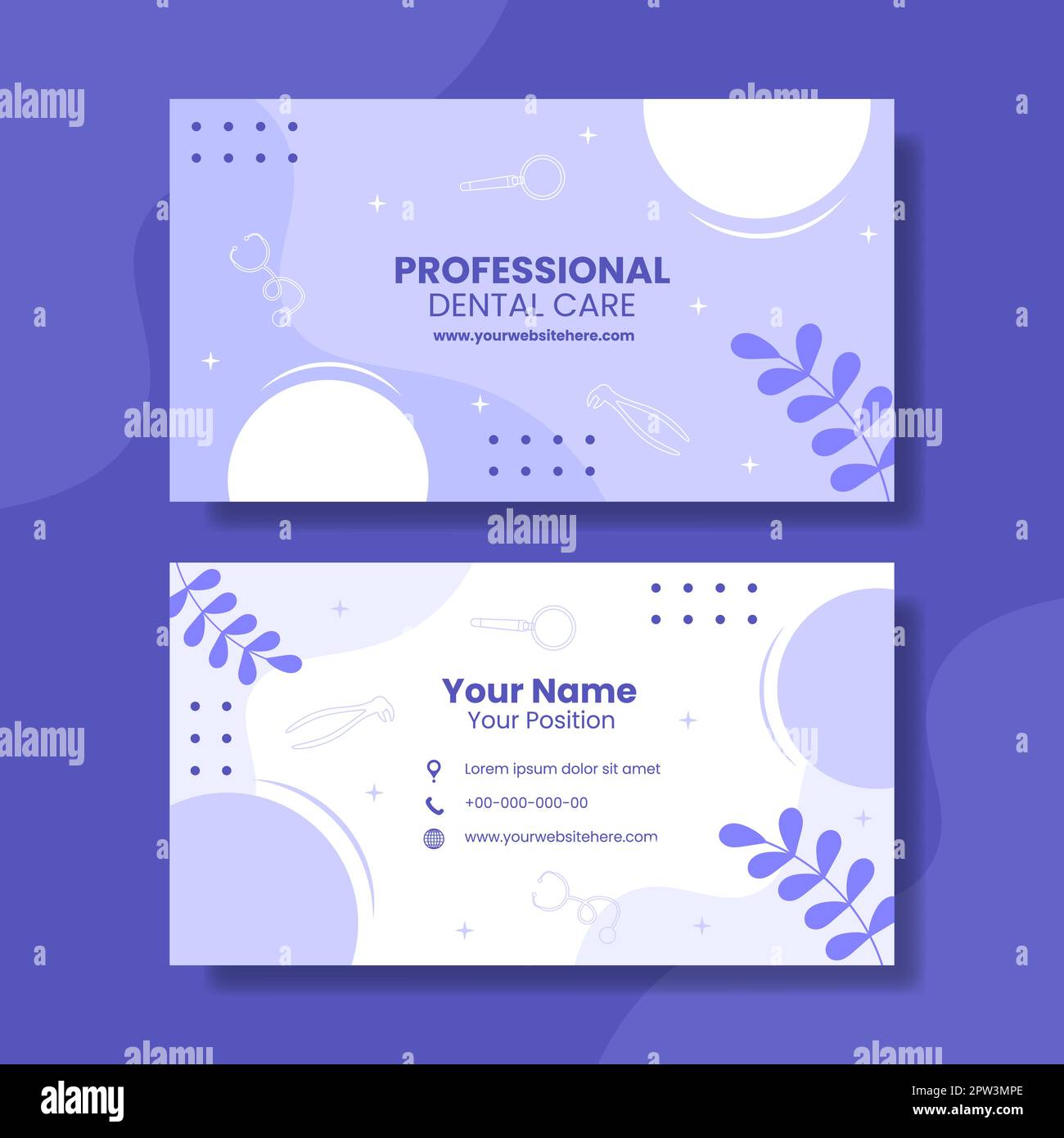 Dental Care and Clinic Card Horizontal Flat Cartoon Hand Drawn ...