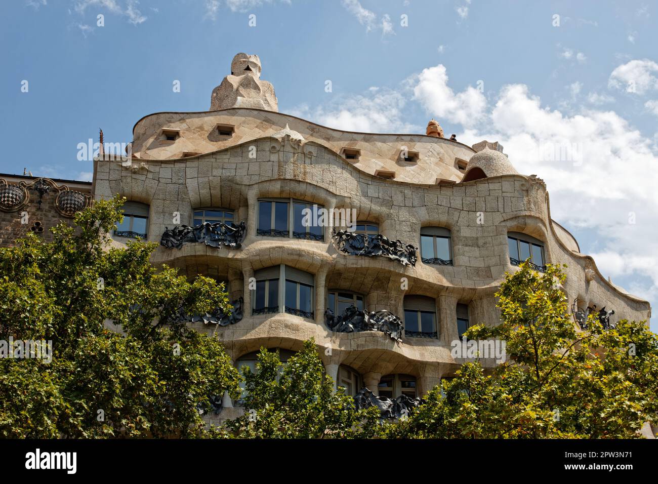 Casa Milà, one of the most iconic buildings in Barcelona, Spain Stock Photo