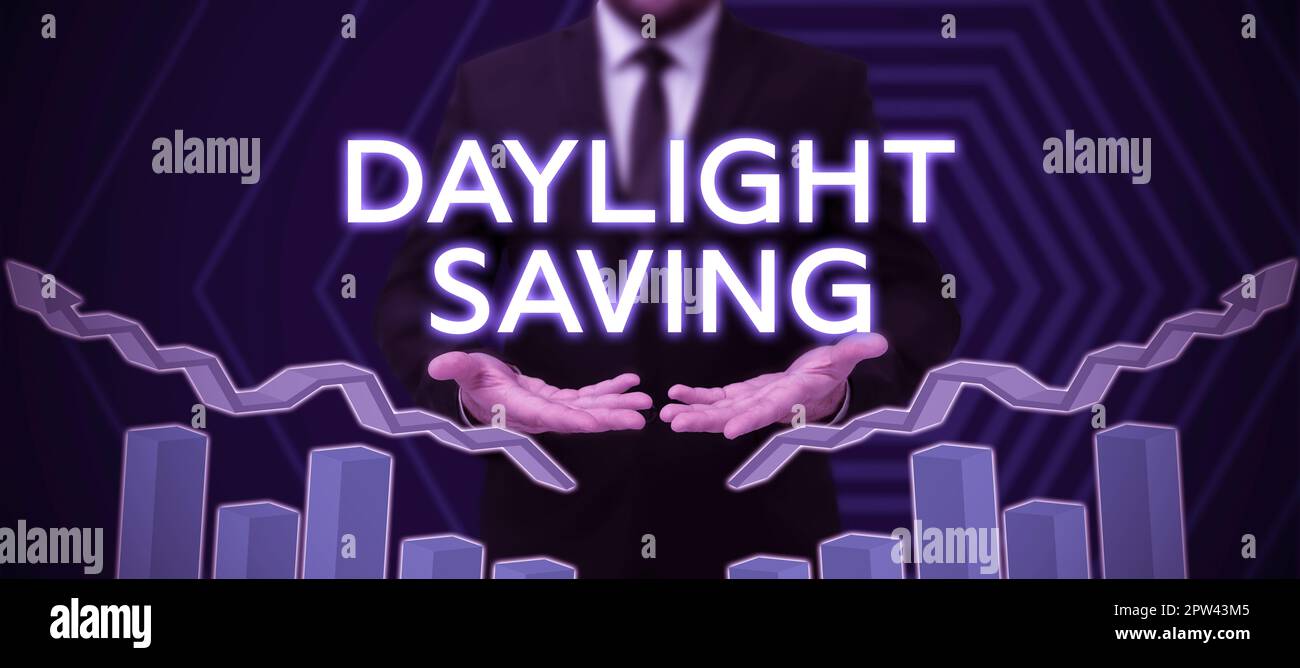 Conceptual caption Daylight Saving, Concept turning the clock
