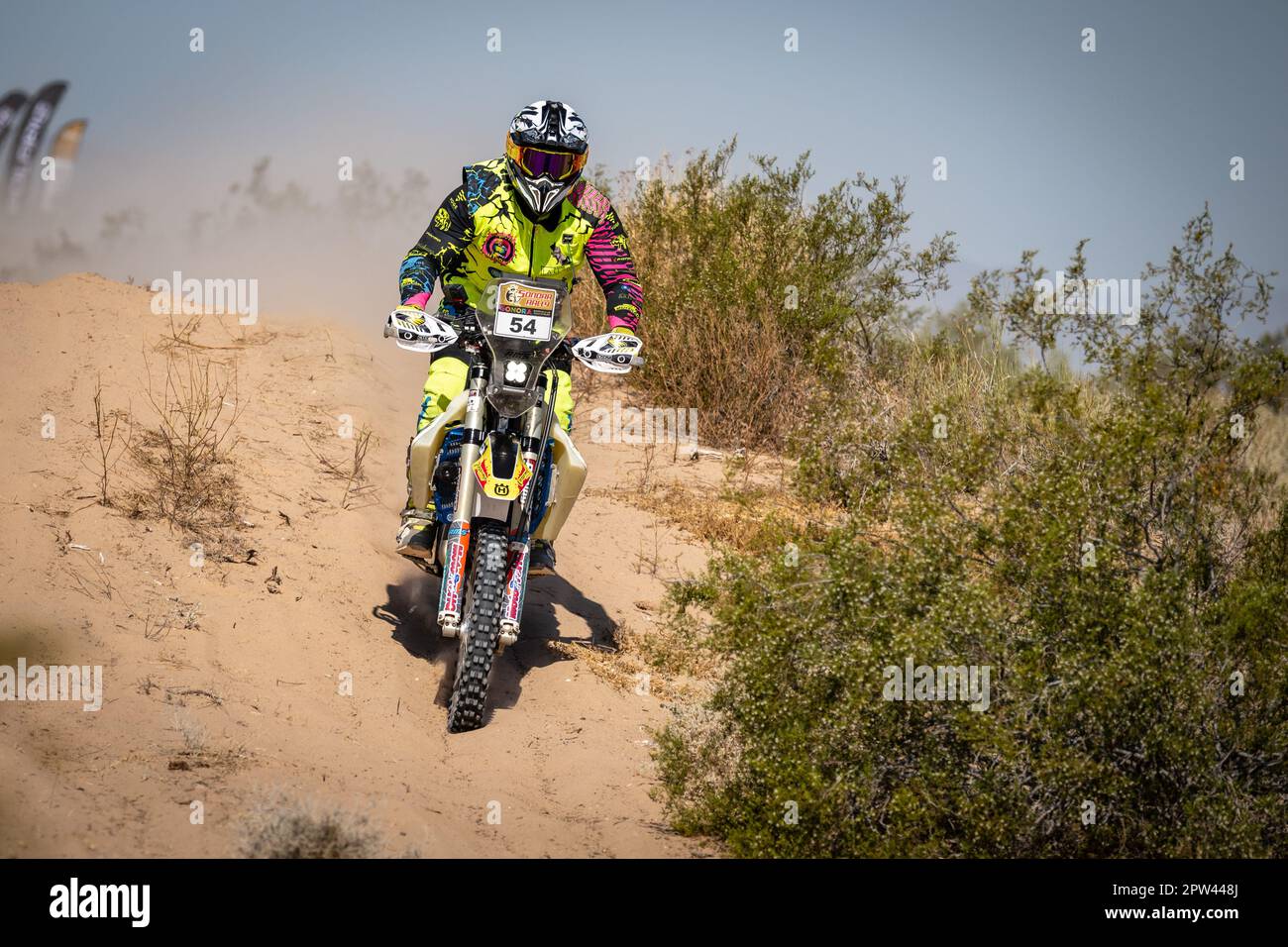 San Luis, Mexique. 28th Apr, 2023. 54 GARRIDO ALONSO Mario (spa), Husqvarna, action during the Stage 5 of the Sonora Rally 2023, 3rd round of the 2023 World Rally-Raid Championship, between Penasco and San Luis on April 28th, 2023 in San Luis, Mexico - Photo DPPI Credit: DPPI Media/Alamy Live News Stock Photo
