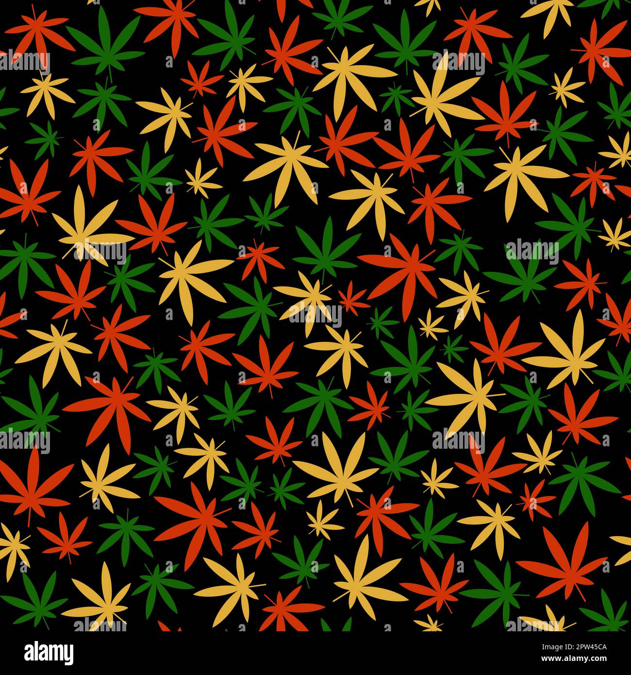 Seamless pattern with cannabis on black background Stock Vector Image ...