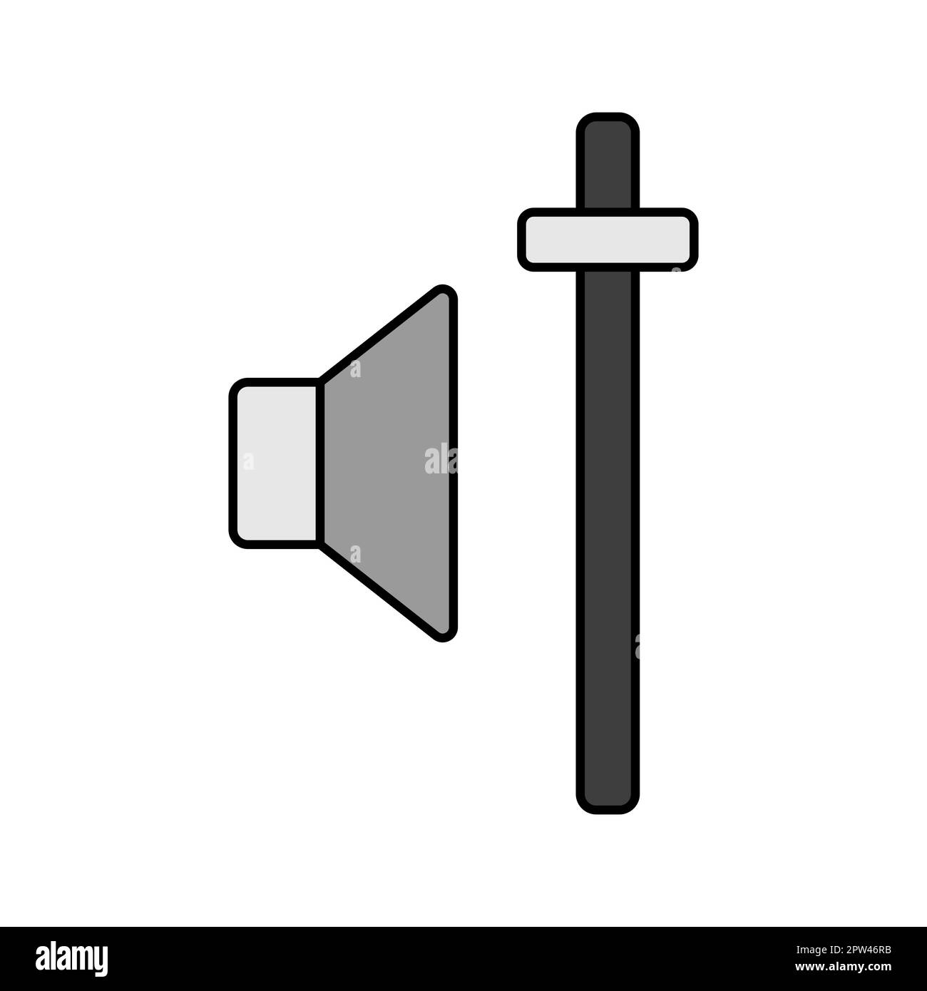 Audio volume slider control color vector grayscale icon. Graph symbol ...