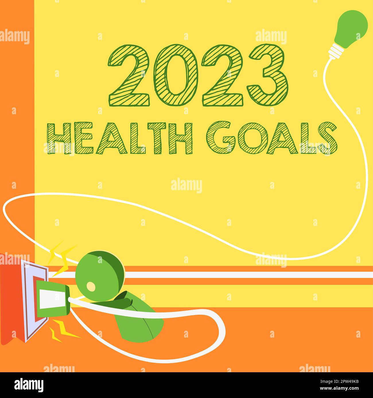 Text showing inspiration 2023 Health Goals, Word for celebration of the