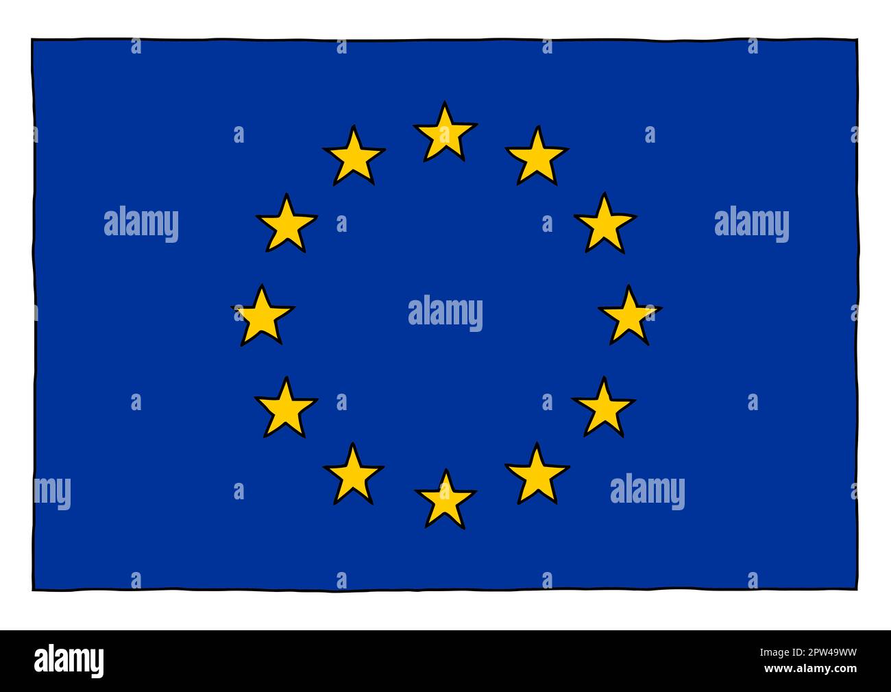 hand drawn flag of the European Union aka Europe Stock Photo - Alamy