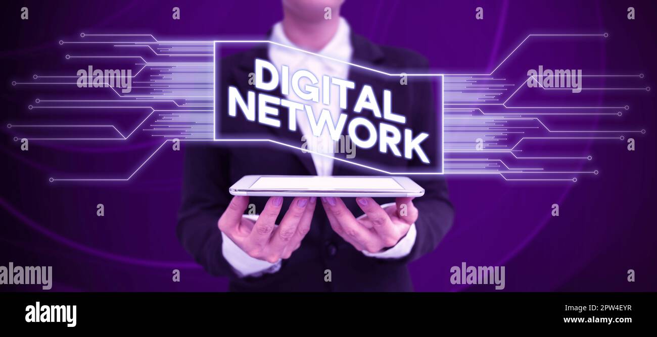 Text caption presenting Digital Network, Concept meaning network
