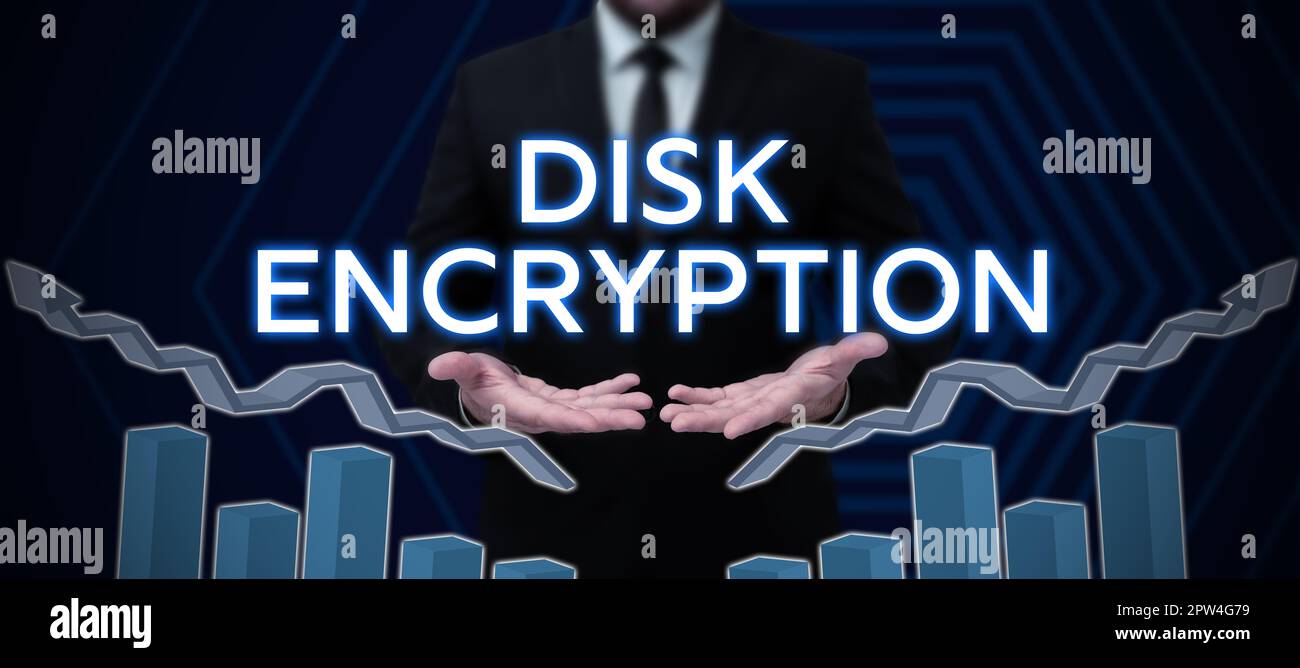 Handwriting text Disk Encryption, Business overview the security