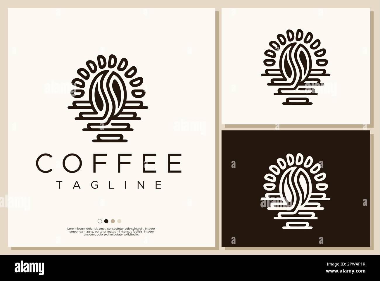 Minimalist coffee bean logo design. Coffee bean logo in line art Stock