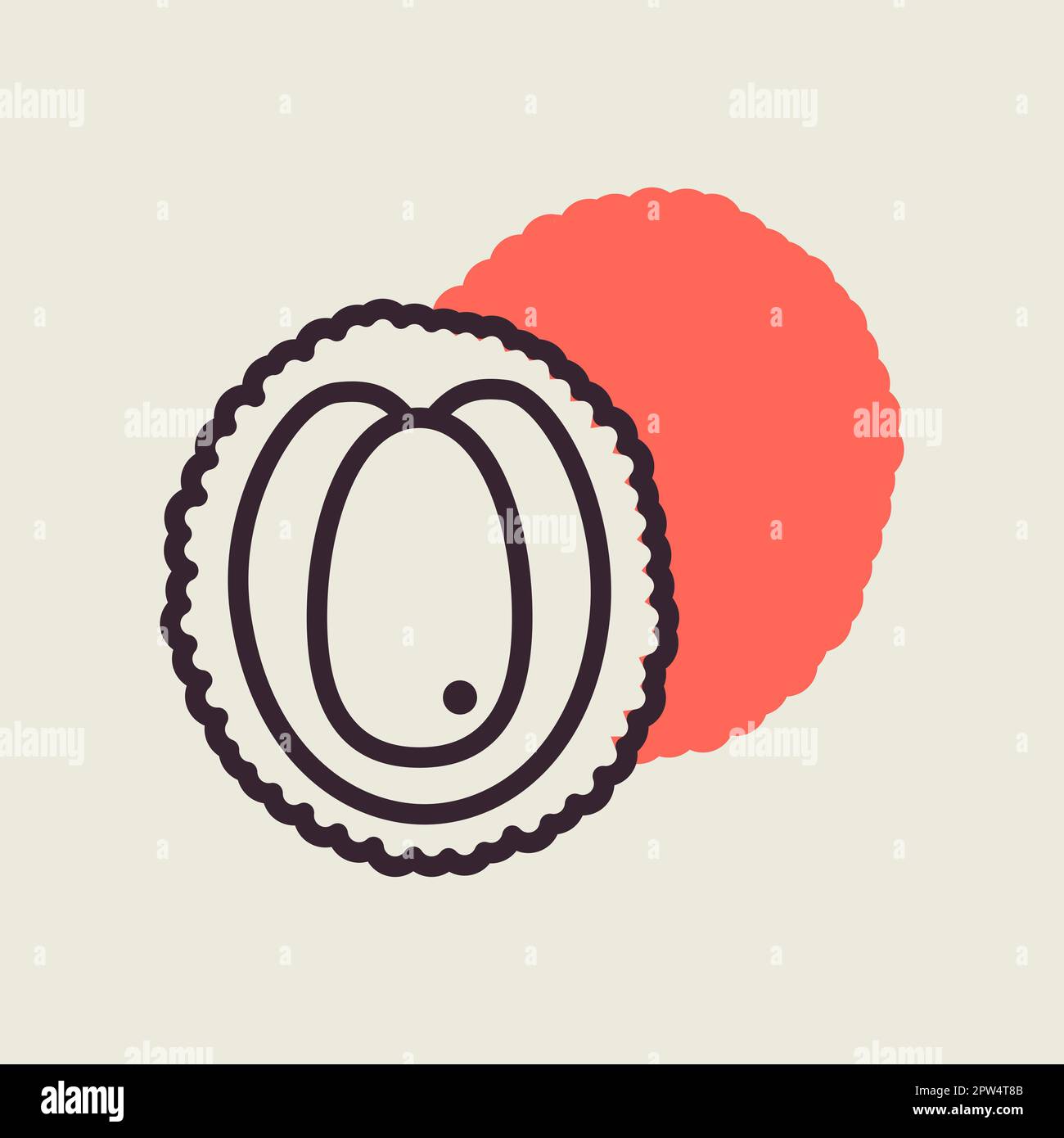 Lychee tropical fruit vector icon. Graph symbol for food and drinks web ...