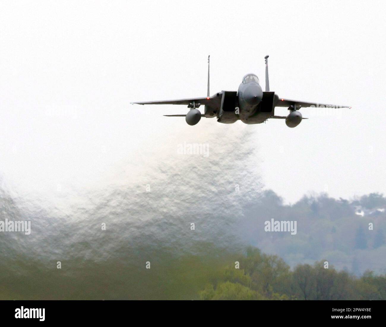 Lt.Col. Matthew “Beast” Tanis, Director of Operations, 131st Fighter Squadron, 104th Fighter Wing, Massachusetts ANG, flew this F-15C Eagle 86-0156 to the National Museum of the U.S. Air Force on April 25, 2023 where it will become a part of the permanent collection.   For 78 days in 1999, the North Atlantic Treaty Organization (NATO) conducted an aerial bombing campaign over the Federal Republic of Yugoslavia, known as Operation Allied Force. On March 26, Captain Jeff 'Claw' Hwang piloted this F-15C as the Mission Commander for an air support mission. Nearing the Bosnian/Serbian border, he ac Stock Photo