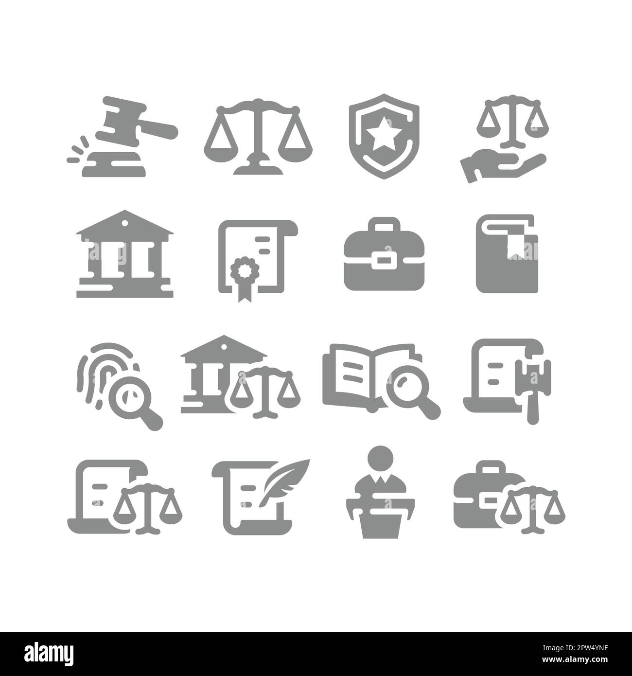Law, legal and justice vector icon set Stock Vector