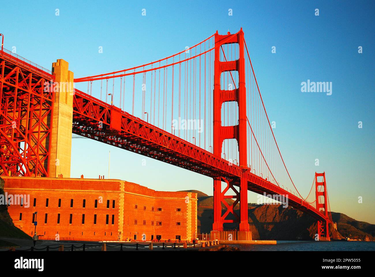 Fort Ross stands at the base of Golden Gate Bridge in San Francisco Stock Photo