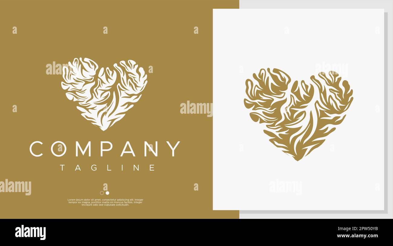 Heart root logo design template. Rooted heart logo vector. Stock Vector
