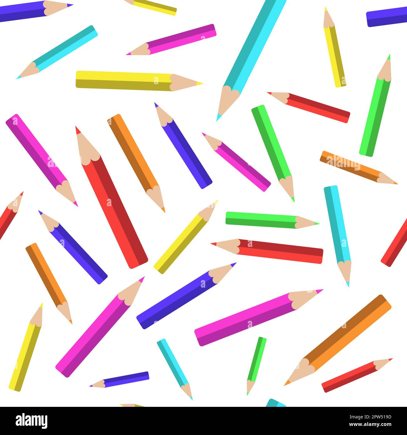 Seamless pattern with pencils on white background Stock Vector