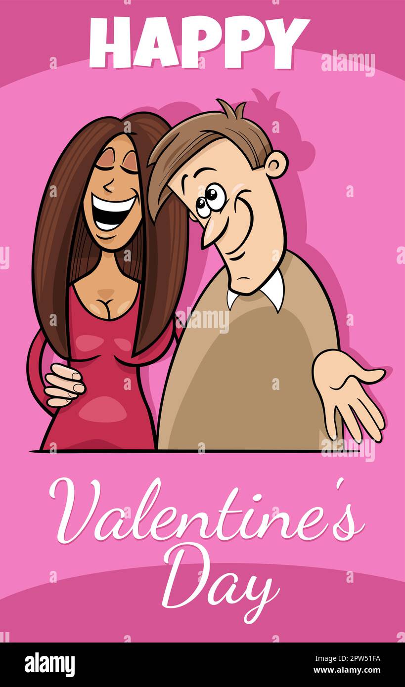 Valentine card design with cartoon couple in love Stock Vector Image ...