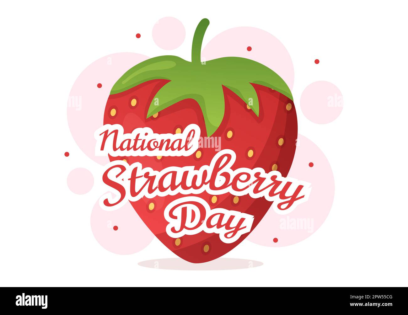 National Strawberry Day on February 27 to Celebrate the Sweet Little Red Fruit in Flat Cartoon Hand Drawn Templates Illustration Stock Photo