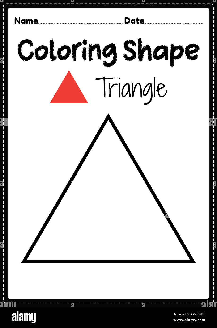 Triangle coloring page for preschool, kindergarten & Montessori kids to practice visual art