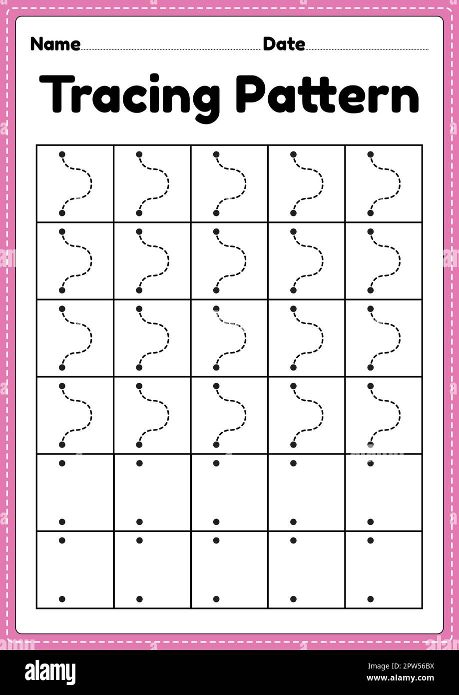 Tracing pattern wave lines worksheet for kindergarten, preschool and