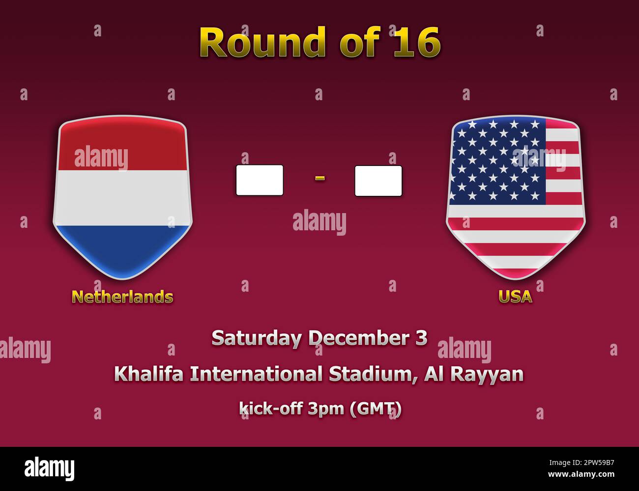 Concept 3d illustration round of 16 teams of World Cup Qatar 2022