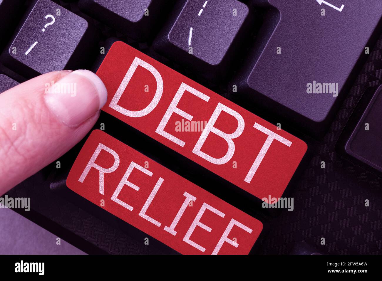 Sign displaying Debt Relief, Concept meaning partial or total remission