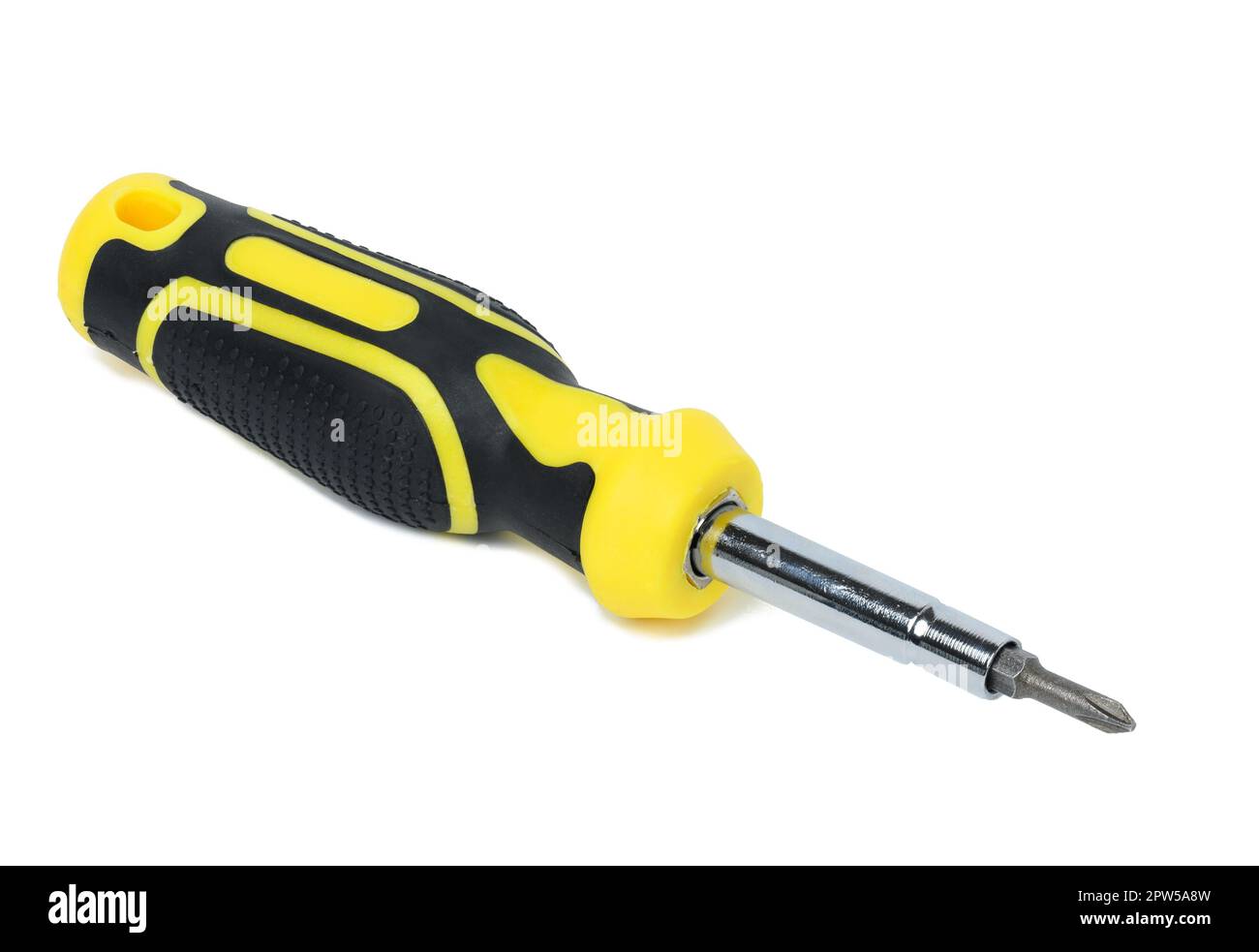 Screwdriver with a rubber handle on a white isolated background Stock Photo